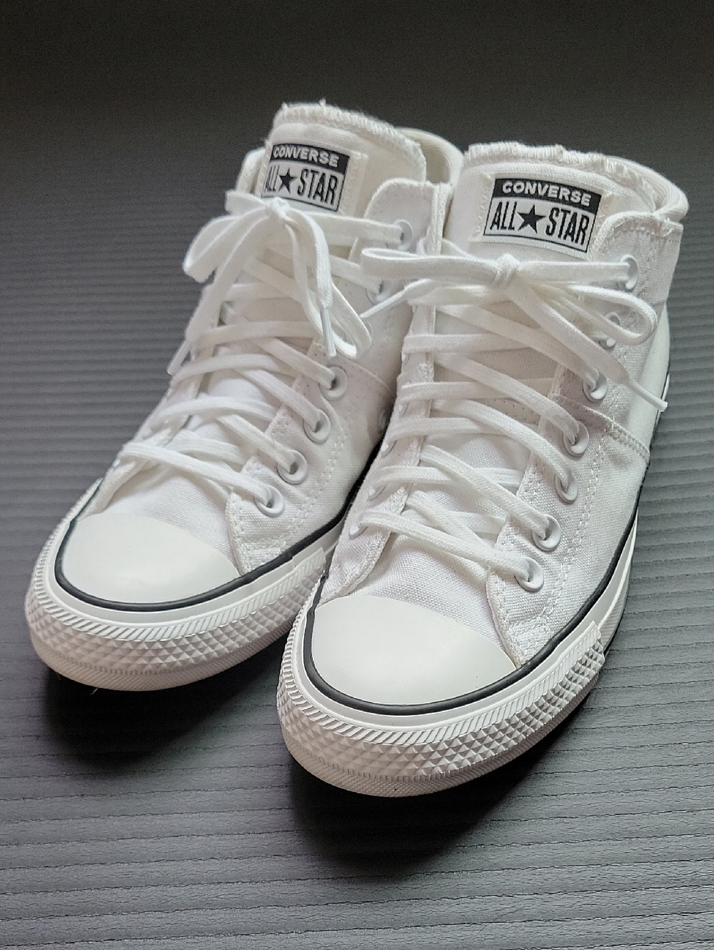 Converse All Star White High Top Sneakers with Black Trim